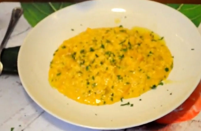 Risotto de calabaza con nueces y queso gorgonzola